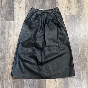 JH Collectibles Black Genuine Leather Midi Skirt